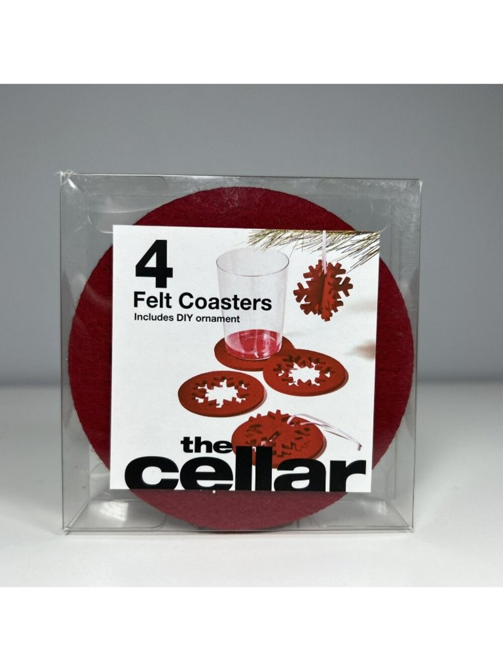 The Cellar Holiday Snowflake Coasters, Set Of 4 Red Christmas New